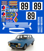 KIT STICKERS SPONSORS + BANDES + NUMEROS POUR RENAULT 12 GORDINI - Ref : KIT001
