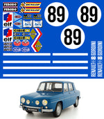 KIT STICKERS SPONSORS + BANDES + NUMEROS POUR RENAULT 8 GORDINI - Ref : KIT001
