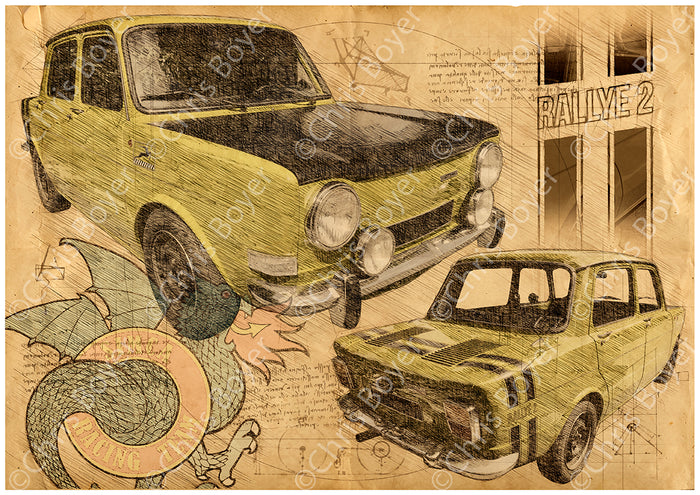 Affiche Simca Rallye 2 Da Vinci DV065 – vue complète de l’affiche