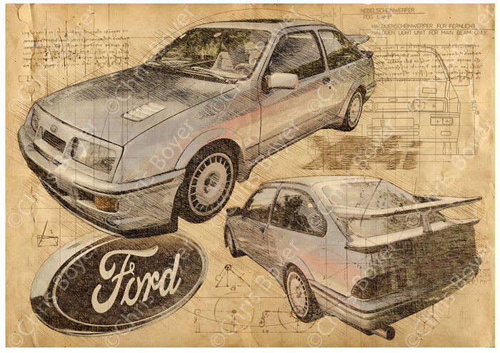 Affiche Ford Sierra XR4I Da Vinci DV064 – vue complète de l’affiche