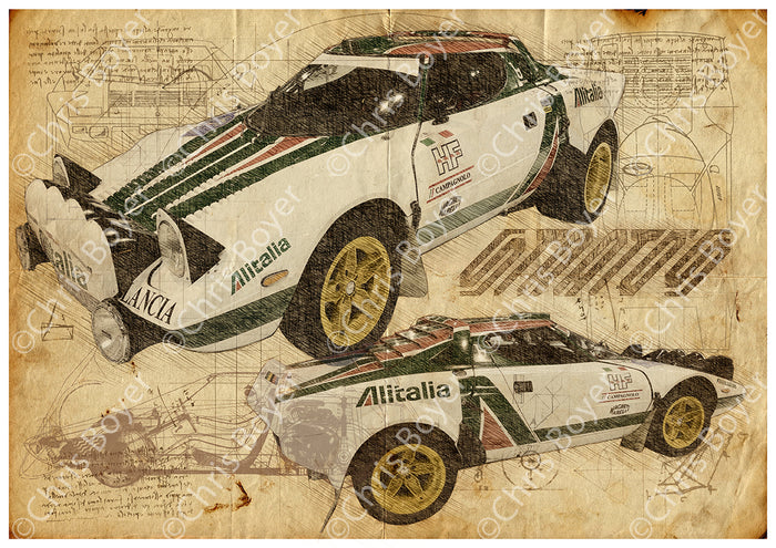 Affiche Lancia Stratos Da Vinci DV051 – vue complète de l’affiche