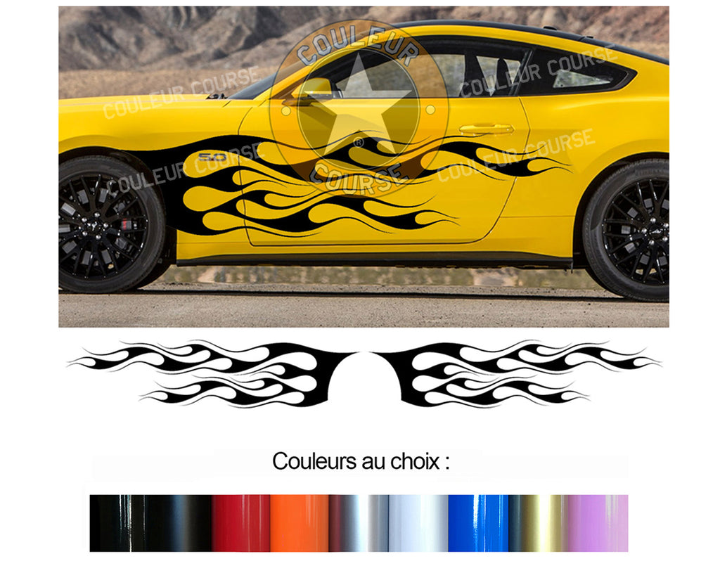 2 X FLAMING FLAME STRIPS - FORD MUSTANG - Ref: BD438 