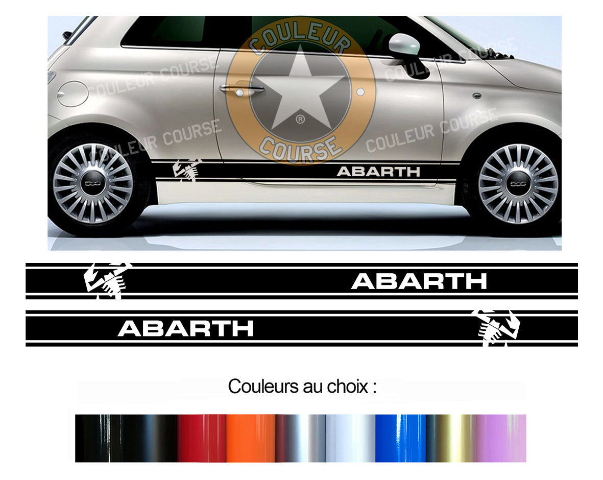 2 X ROCKER BODY STRIPS - FIAT 500 ABARTH - Ref: BD539-1 