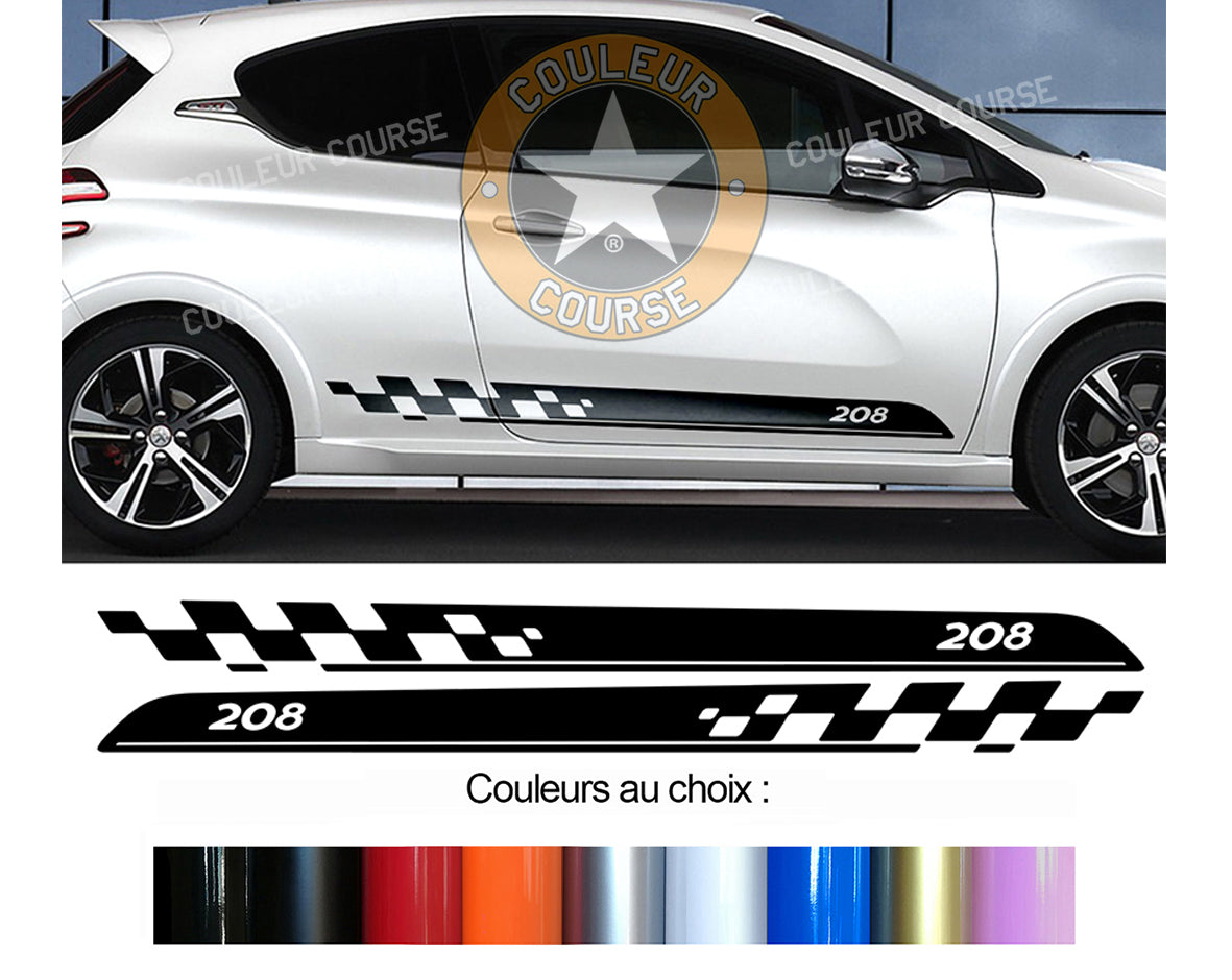 2 X BANDES BAS DE CAISSE - PEUGEOT 208 - Ref : BD540-11