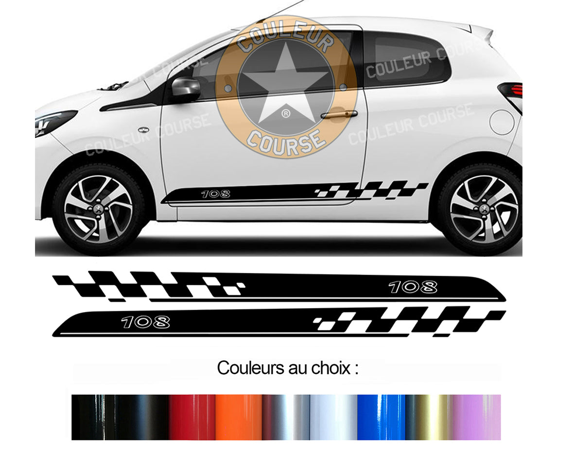 2 X BANDES BAS DE CAISSE - PEUGEOT 108 - Ref : BD540-58