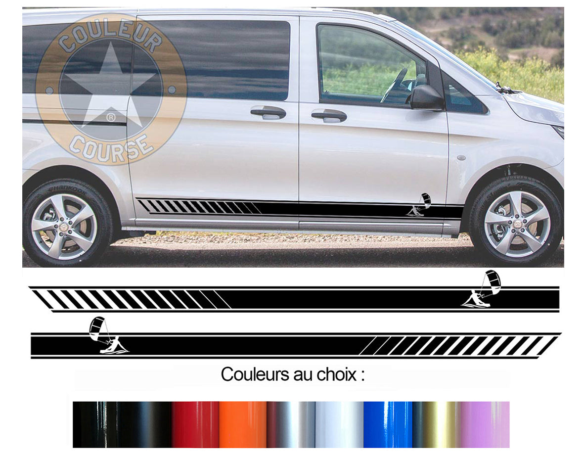 2 X BANDES BAS DE CAISSE SURF - MERCEDES VITO - Ref : BD599-38