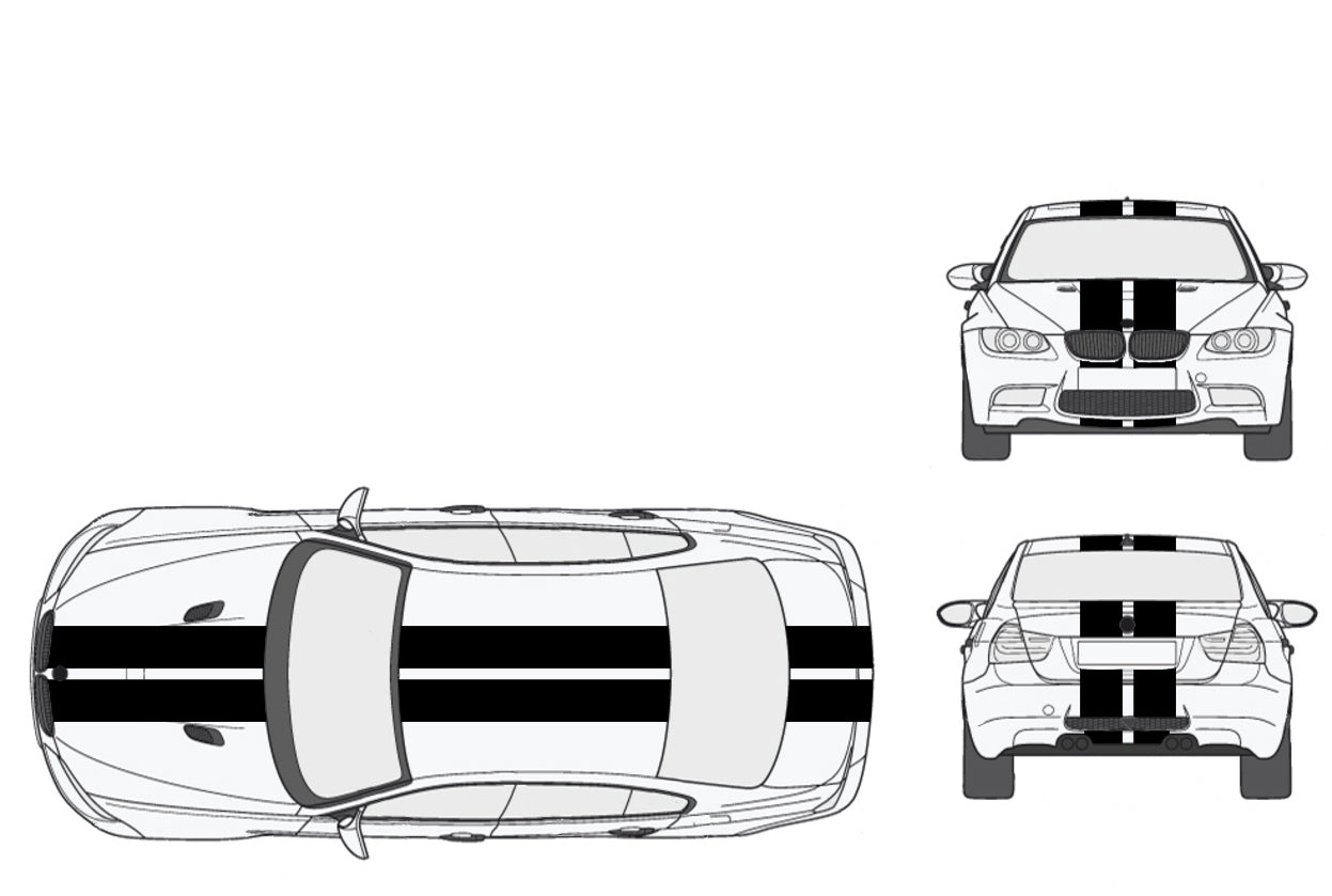 DOUBLE STRIPS - HOOD ROOF TRUNK - BMW M3 E90 2004 2012 - Ref: BD800-10