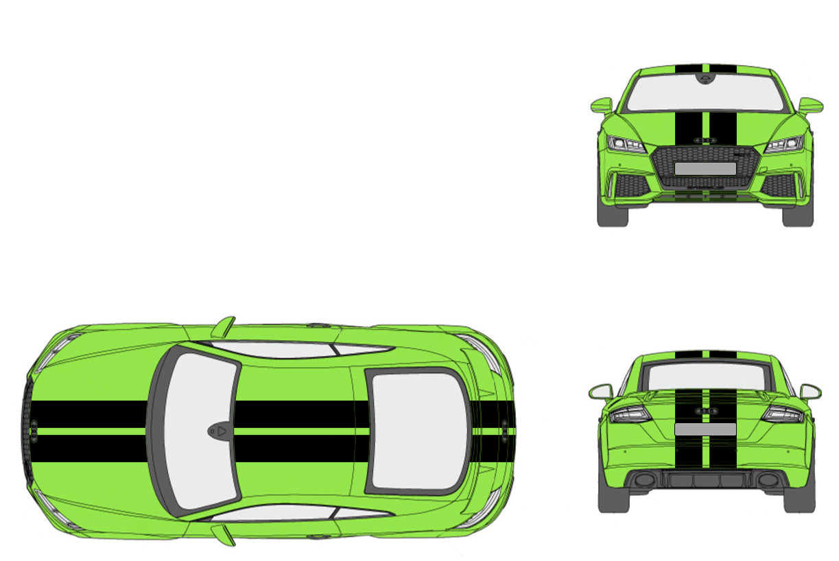 BANDES DOUBLE - CAPOT TOIT COFFRE -  AUDI TT mk3 8S 2014 2019 - Ref : BD800-12