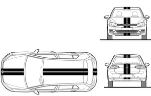 DOUBLE STRIPS - HOOD ROOF TRUNK - VW GOLF VII 2012 to 2019 - Ref: BD800-2