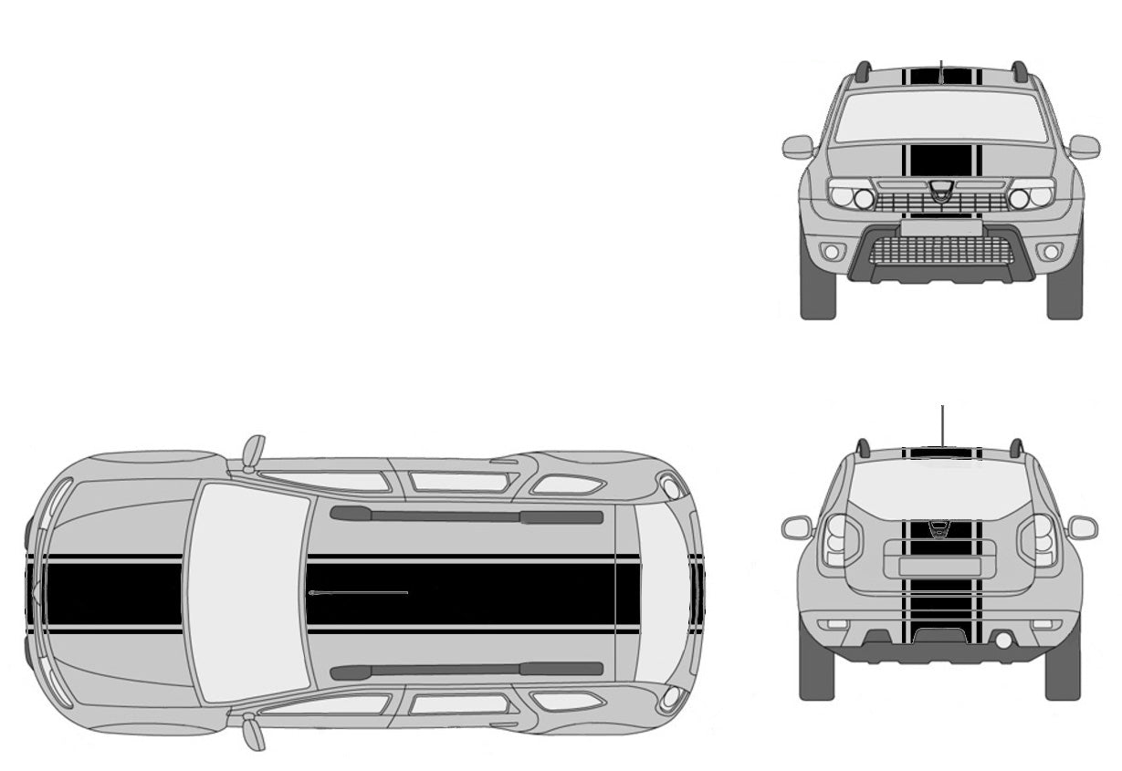 TRIPLE BANDS - HOOD ROOF TRUNK - DACIA Duster 2010 2019 - Ref: BD801-13