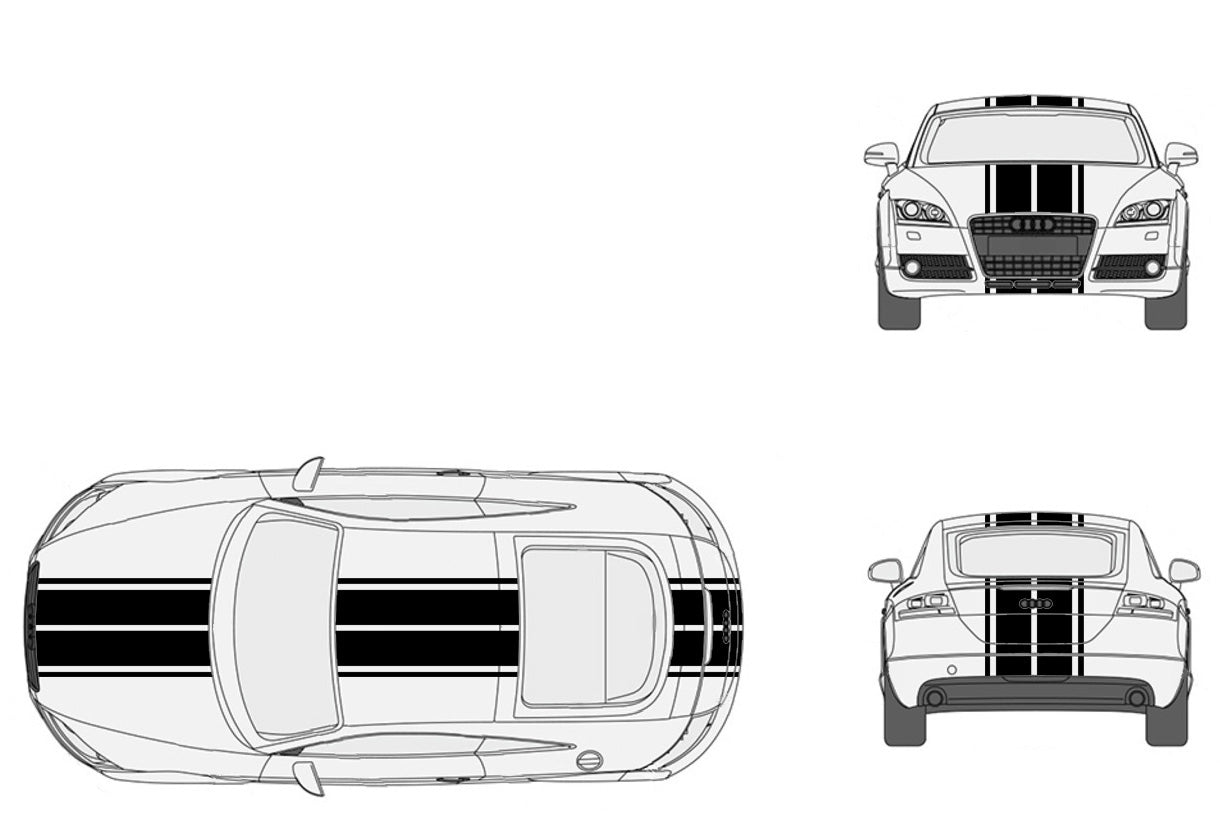 BANDES DOUBLE FILET CAPOT TOIT COFFRE AUDI TT mk2 8J 2006 2014 Ref : BD802-11