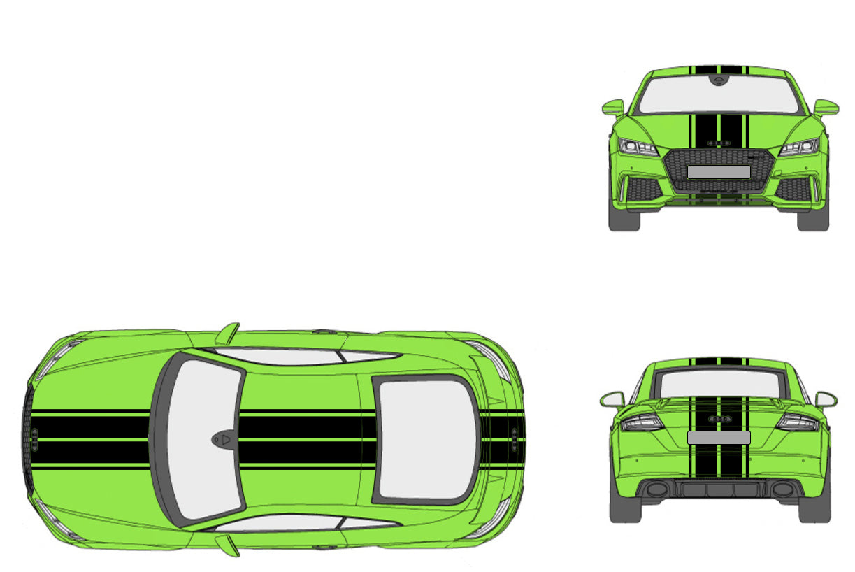 BANDES DOUBLE FILET - CAPOT TOIT COFFRE -  AUDI TT mk3 8S 2014 2019 - Ref : BD802-12