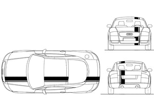 BANDES SIMPLE FILET - CAPOT TOIT COFFRE - AUDI TT MK1 1998 à 2006 - Ref : BD803-1