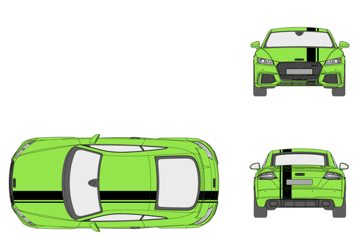 BANDES SIMPLE FILET - CAPOT TOIT COFFRE -  AUDI TT mk3 8S 2014 2019 - Ref : BD803-12