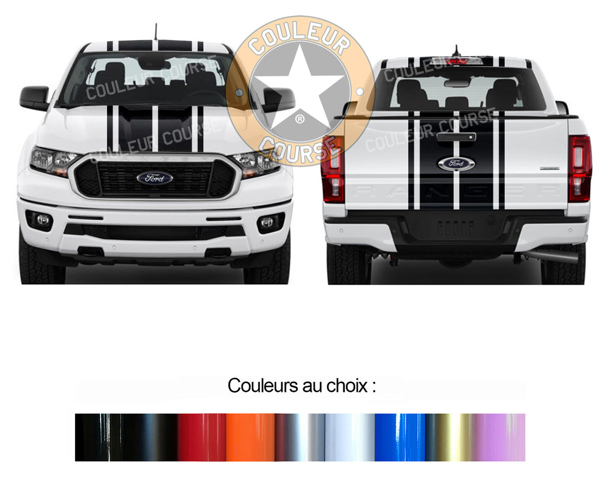 DOUBLE STRIPS - HOOD ROOF TRUNK - FORD RANGER - Ref: BD802-15